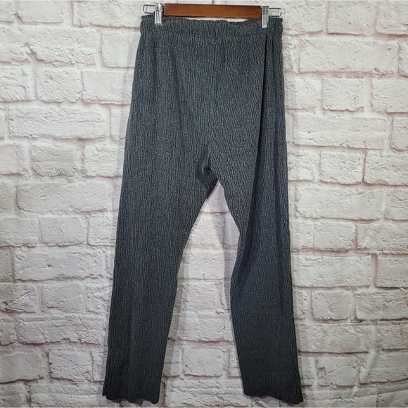 Zara Gray Stripe High Rise Crepe Drawstring Jogger Pants - Picture 4 of 7